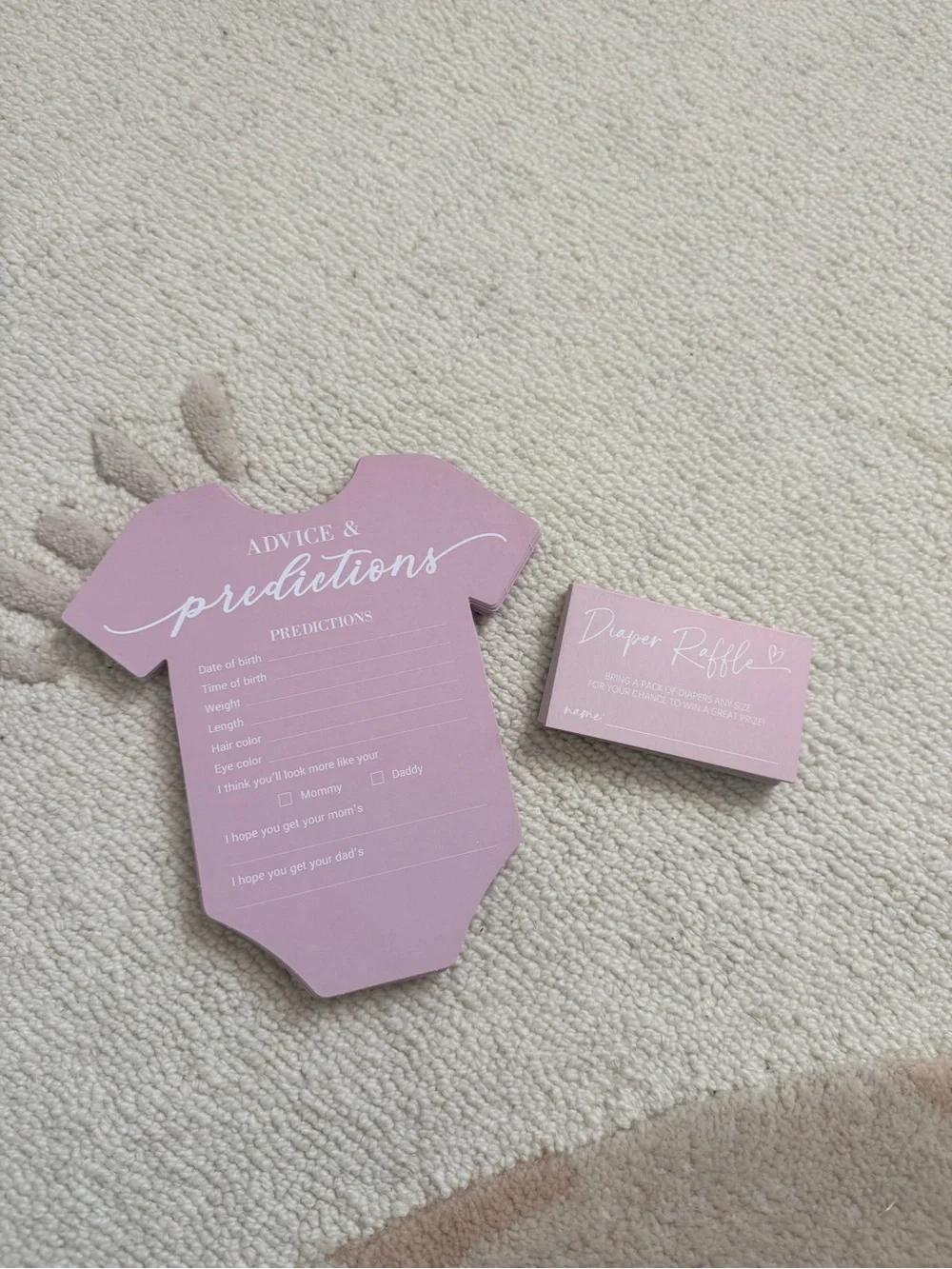Predictions Pink Advice & Predictions Baby Shower Cards